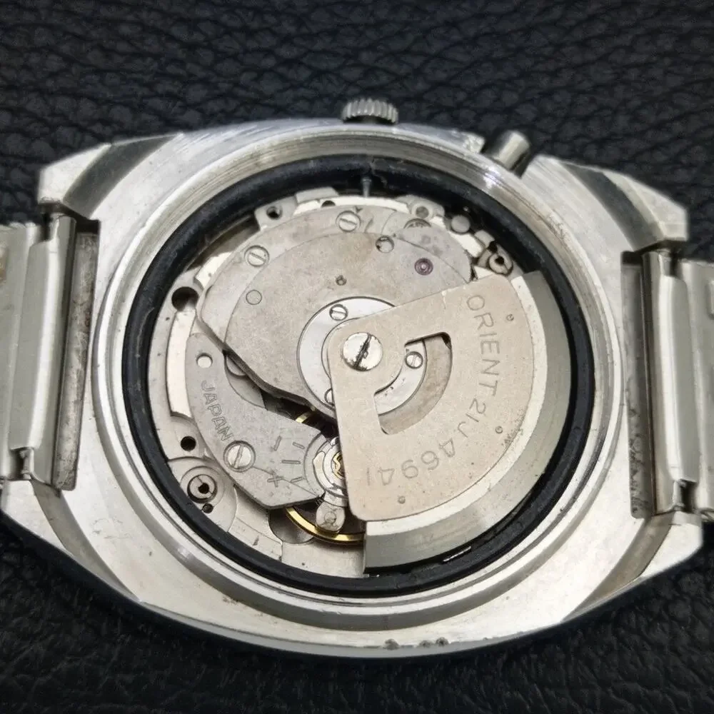 Vintage 1979 Orient Automatic Mens Silver Watch W/daydate & Gold Accents